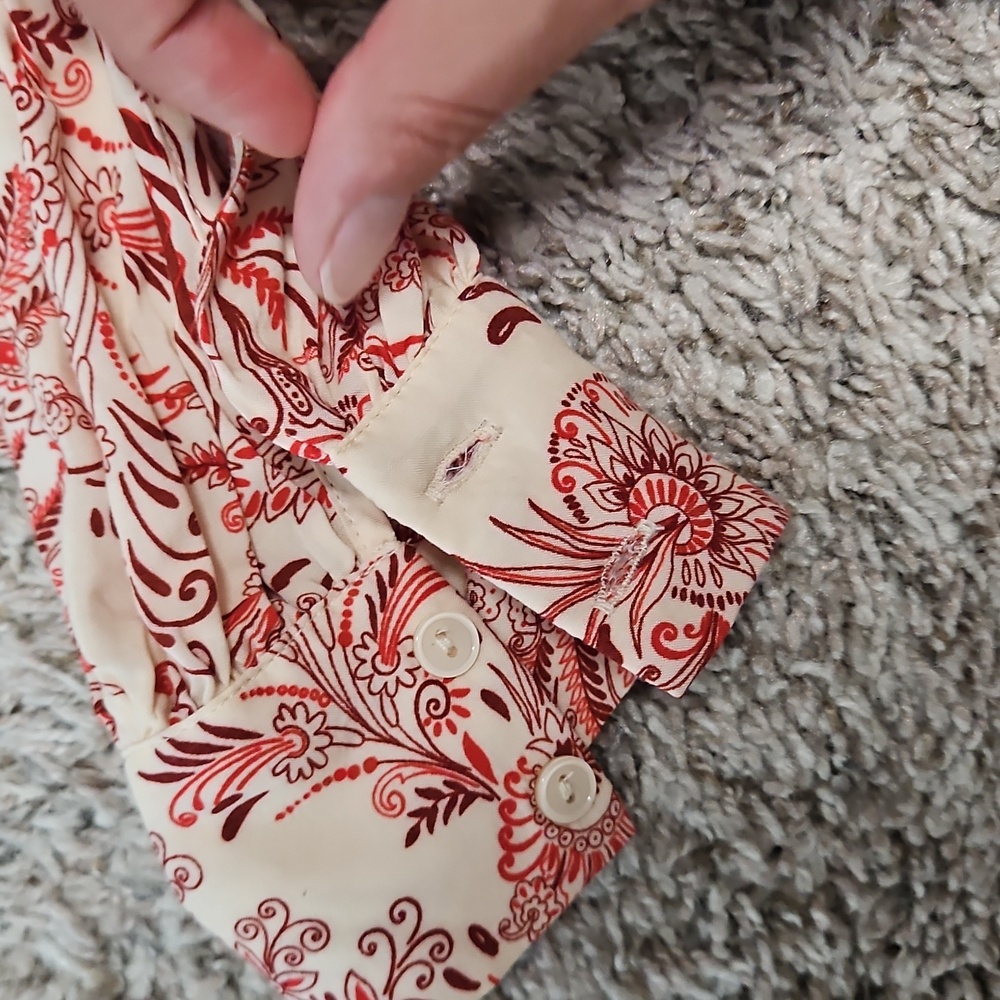 NWOT Anthropologie Tir-front Peasant Red and Cream Blouse - Picture 5 of 9